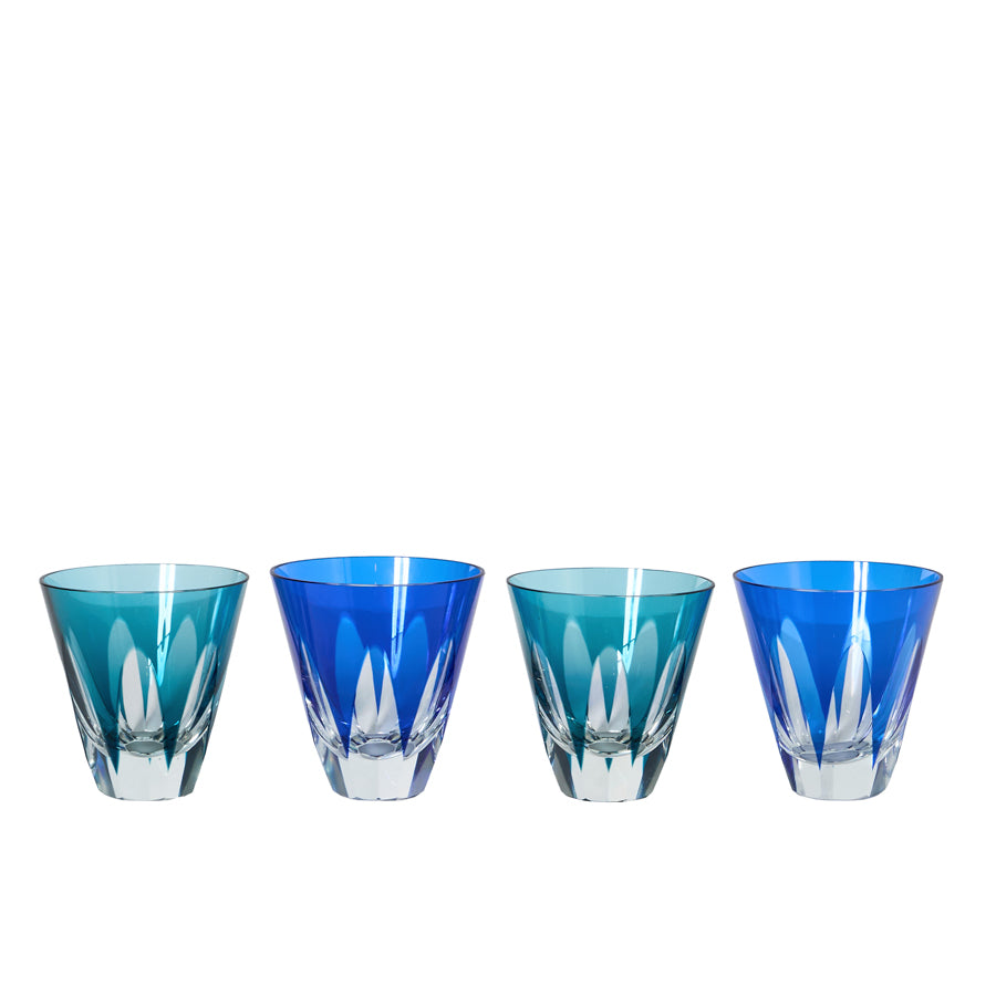 Shades of Blue Cut Crystal Appetitive Glasses by Nachtmann - Set of 4