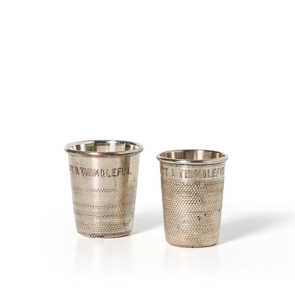 "Just a Thimble Full" Silver Jiggers by P. H. V. and Co