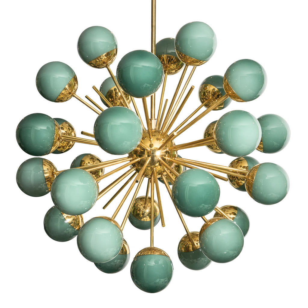 Brass Sputnik Chandelier with Murano Glass Globes