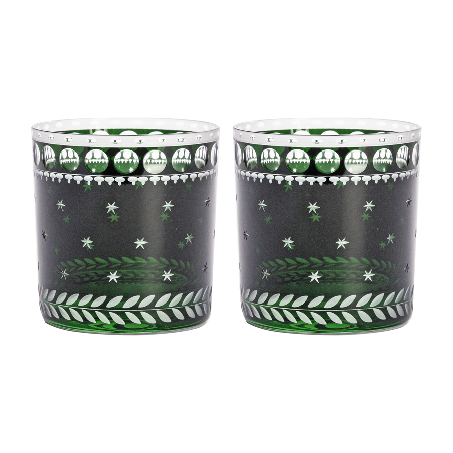 Single Old Fashioned Glasses - Staro in Green, Set of 2 by Artel