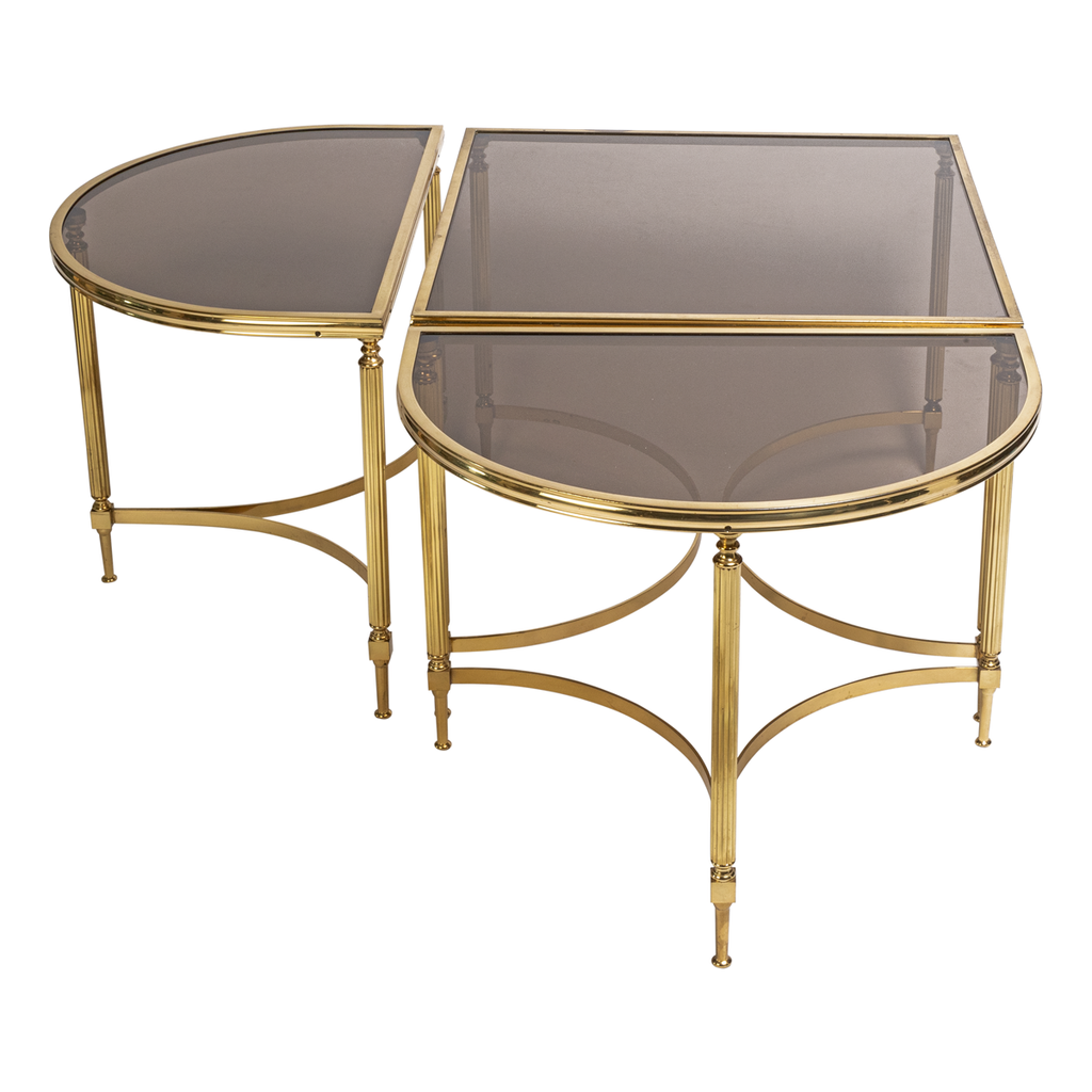 Brass Tables with Smoked Glass - Set of 3