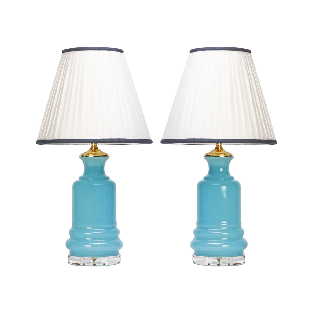 Pair of Vintage Blue Italian Opaline Lamps