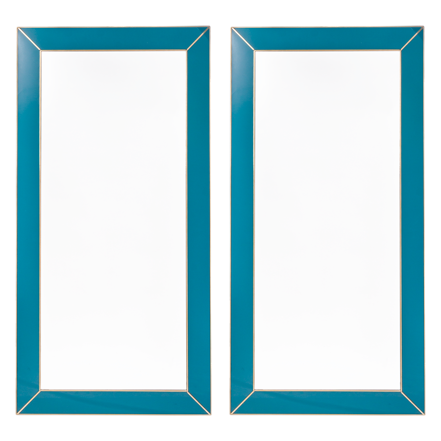 Pair or Turquoise Murano Glass Mirrors