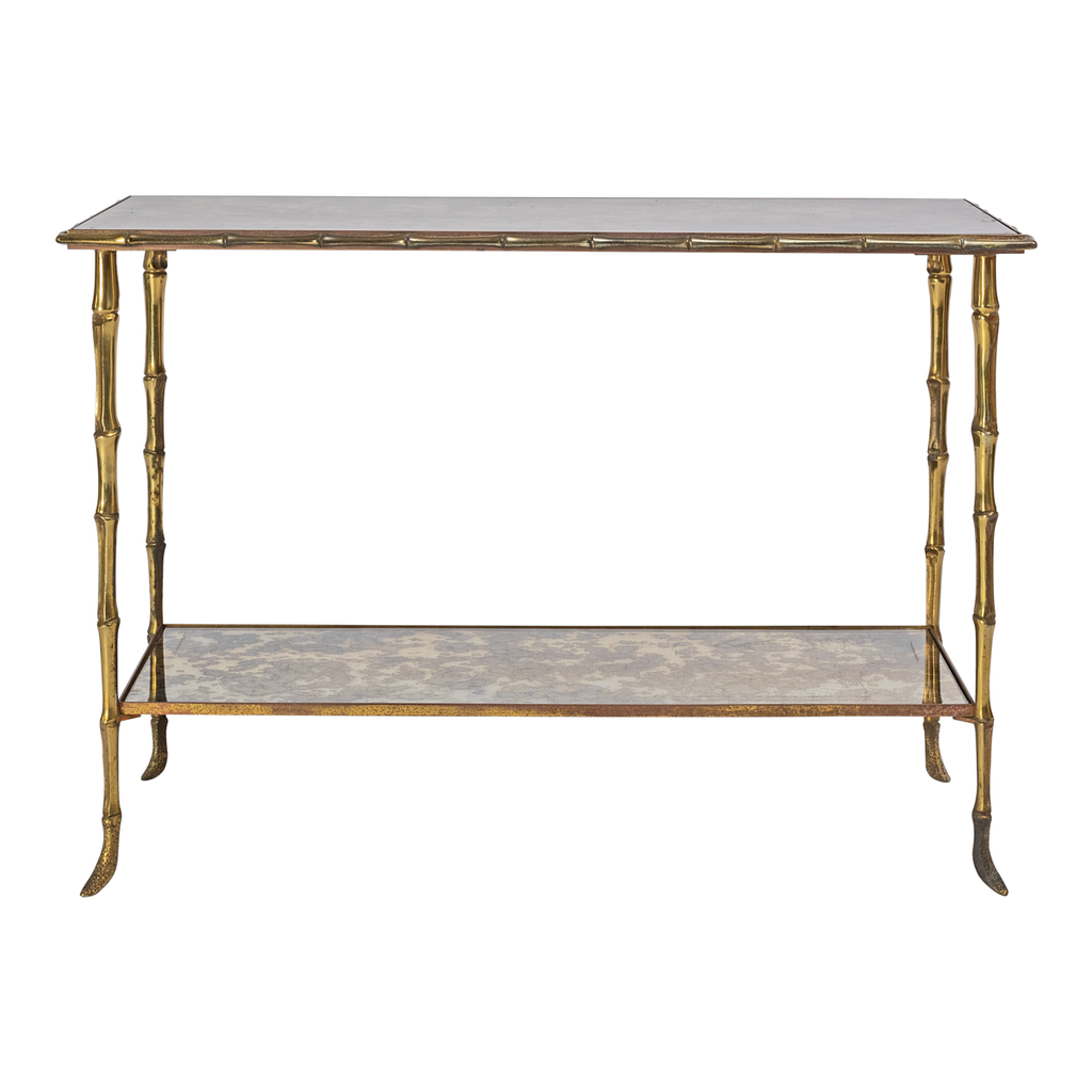 Maison Bagues Brass and Mirror Side Table