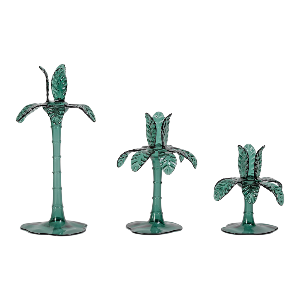 Set of Las Palmas Glass Palm Candle Holders - by Vito Nesta