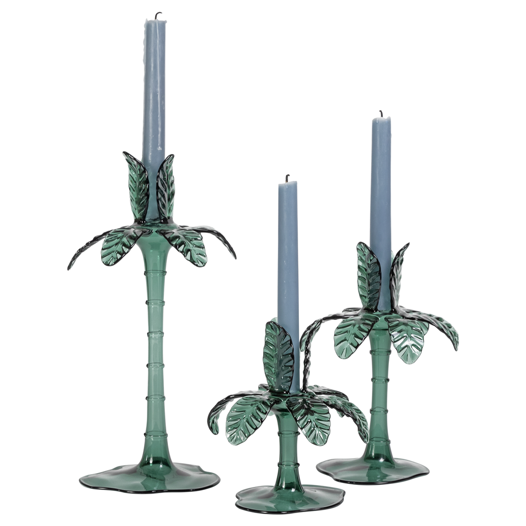 Set of Las Palmas Glass Palm Candlesticks - by Vito Nesta