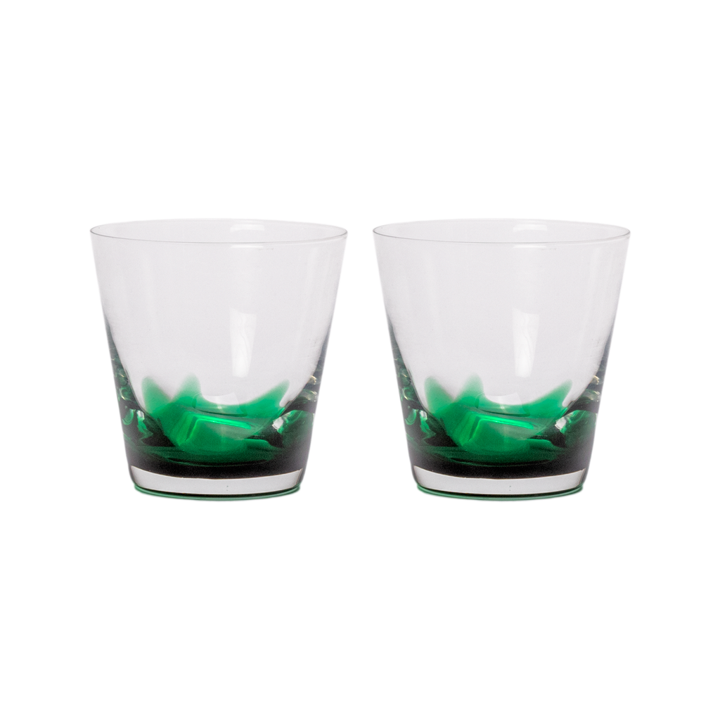 Green Lowball Glass - Set of 2