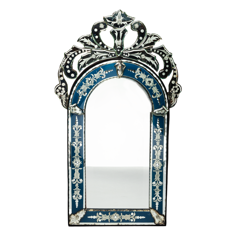 1930s Blue Venetian Mirrors - Set of 2