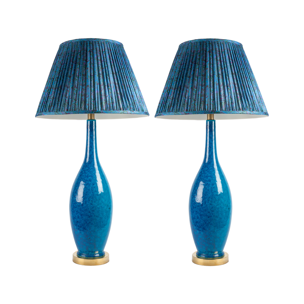Midcentury Blue Ceramic Lamp