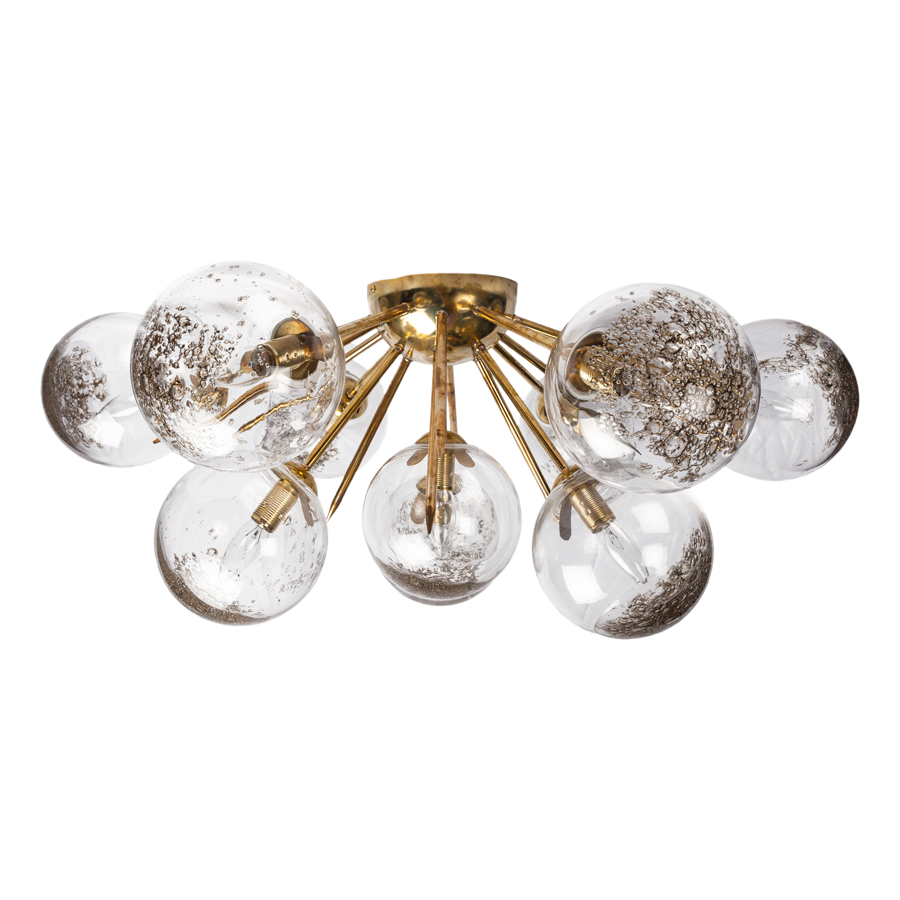 Brass Half Sputnik Chandelier with Murano Glass Balls