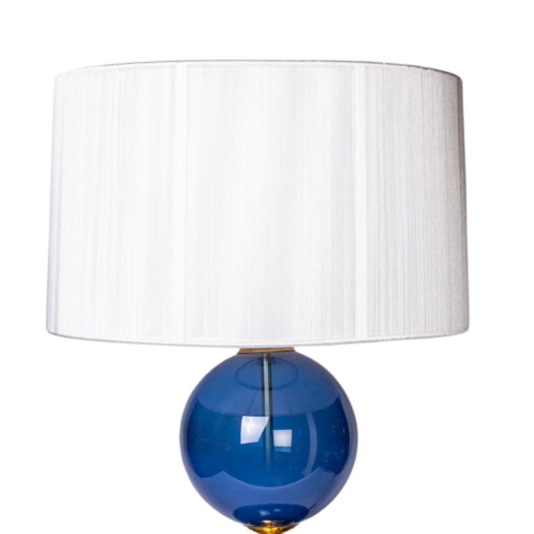 Pair of Blue Murano Glass Ball Lamps
