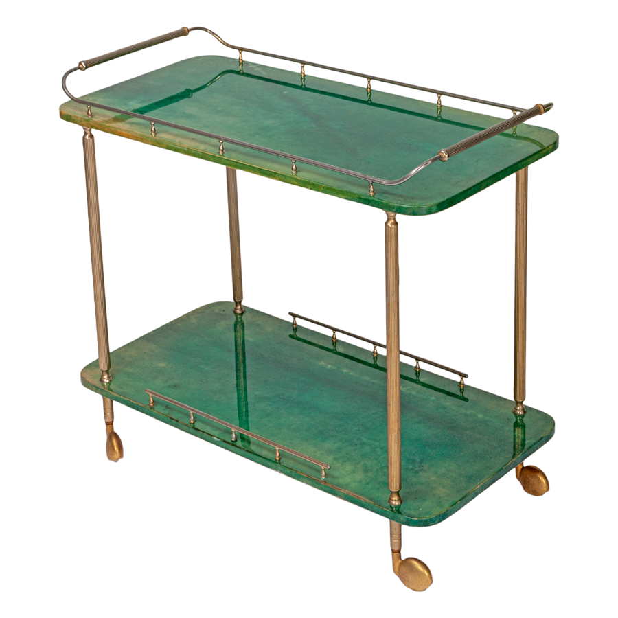 Aldo Tura Green Bar Cart