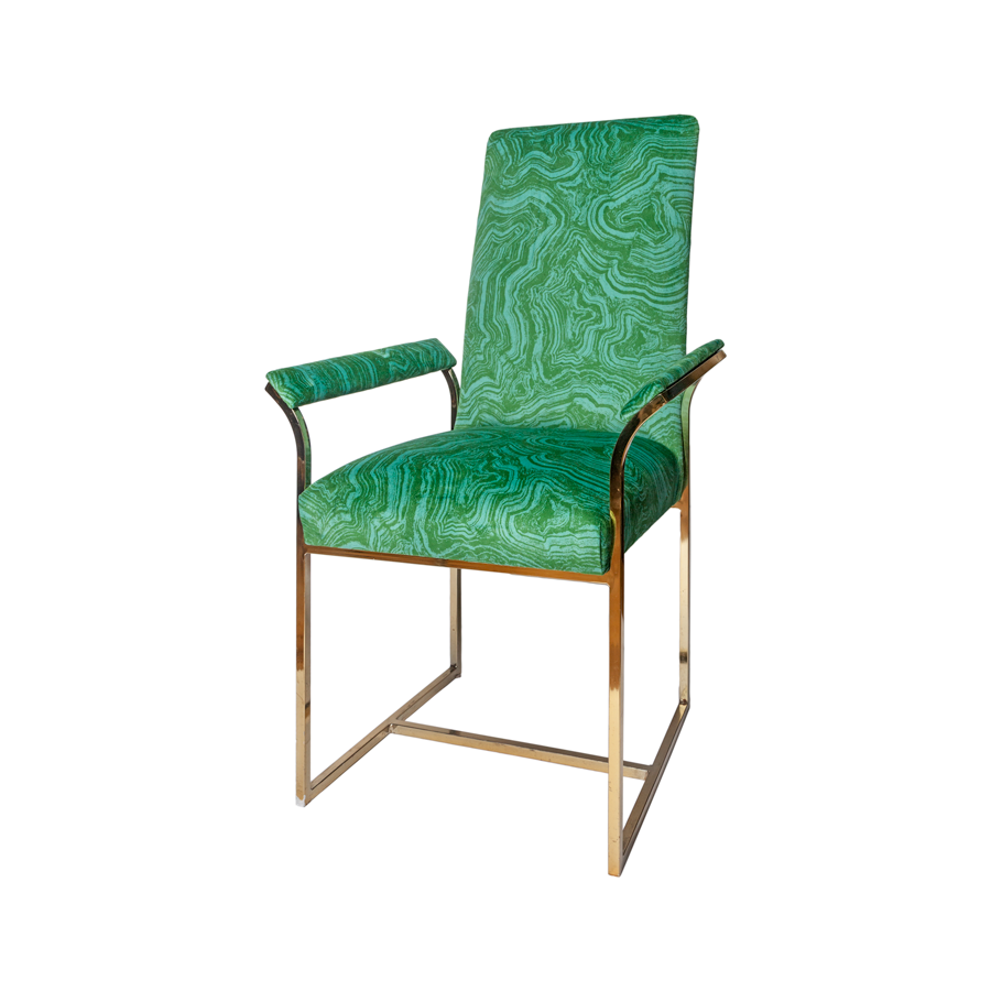 Milo Baughman Malachite Velvet Chairs