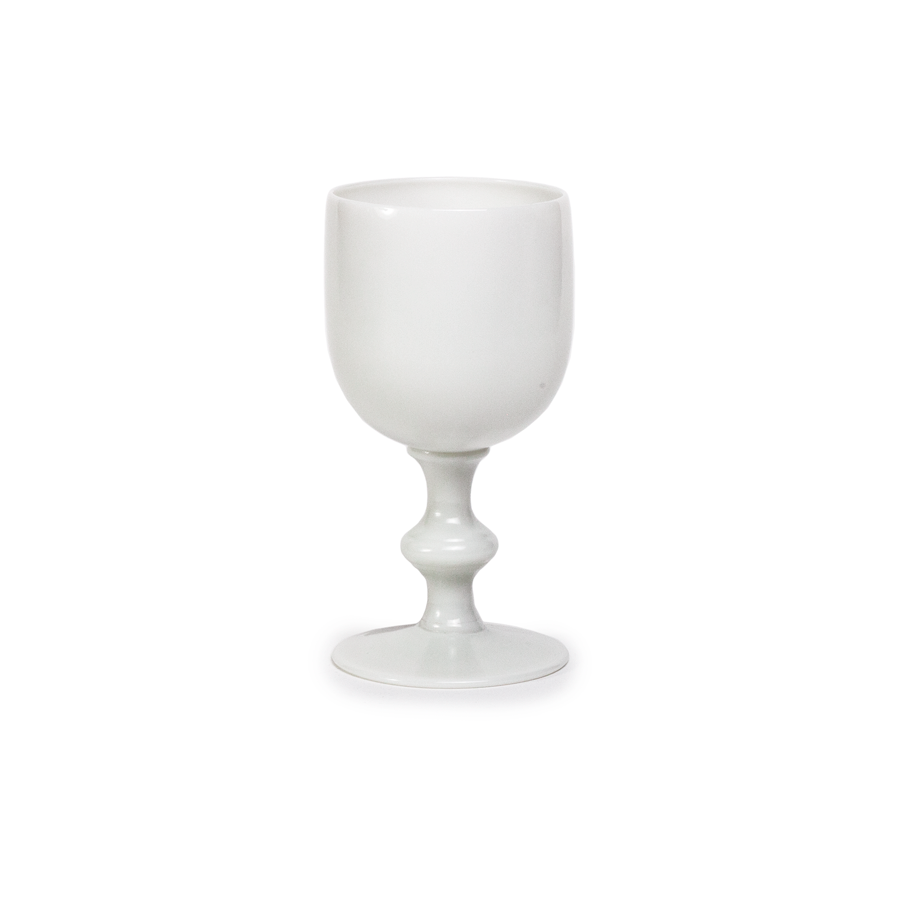 Red Wine Glasses French Portieux Vallerysthal  White Opaline - Set of 8
