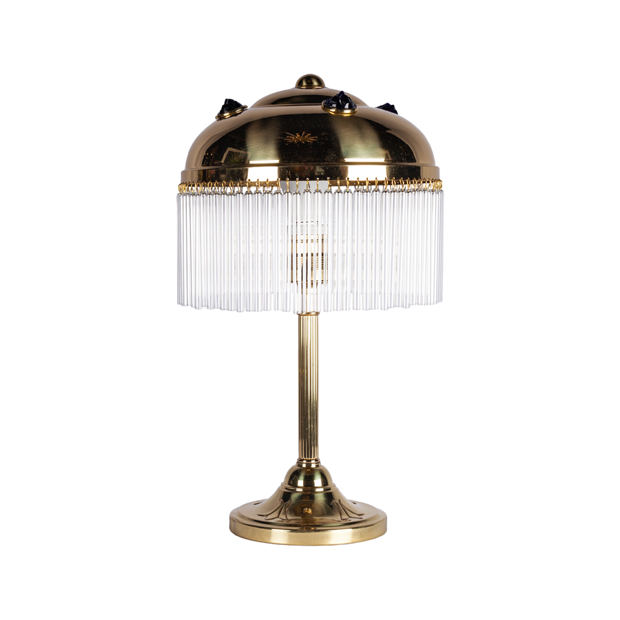 Austrian 1920s Art Deco Crystal & Brass Table Lamp