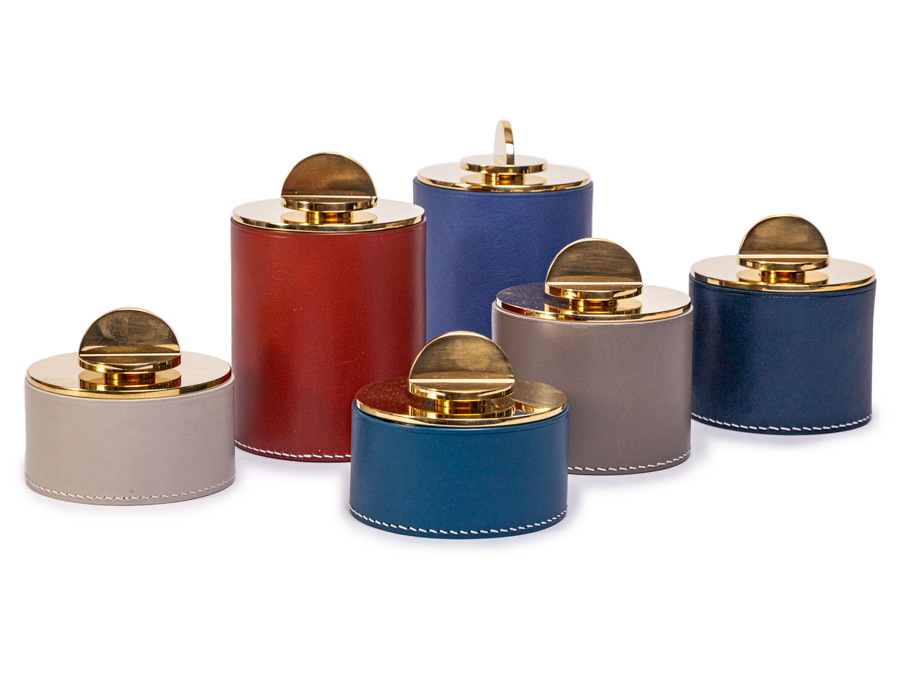 Swedish Leather and Brass Boxes