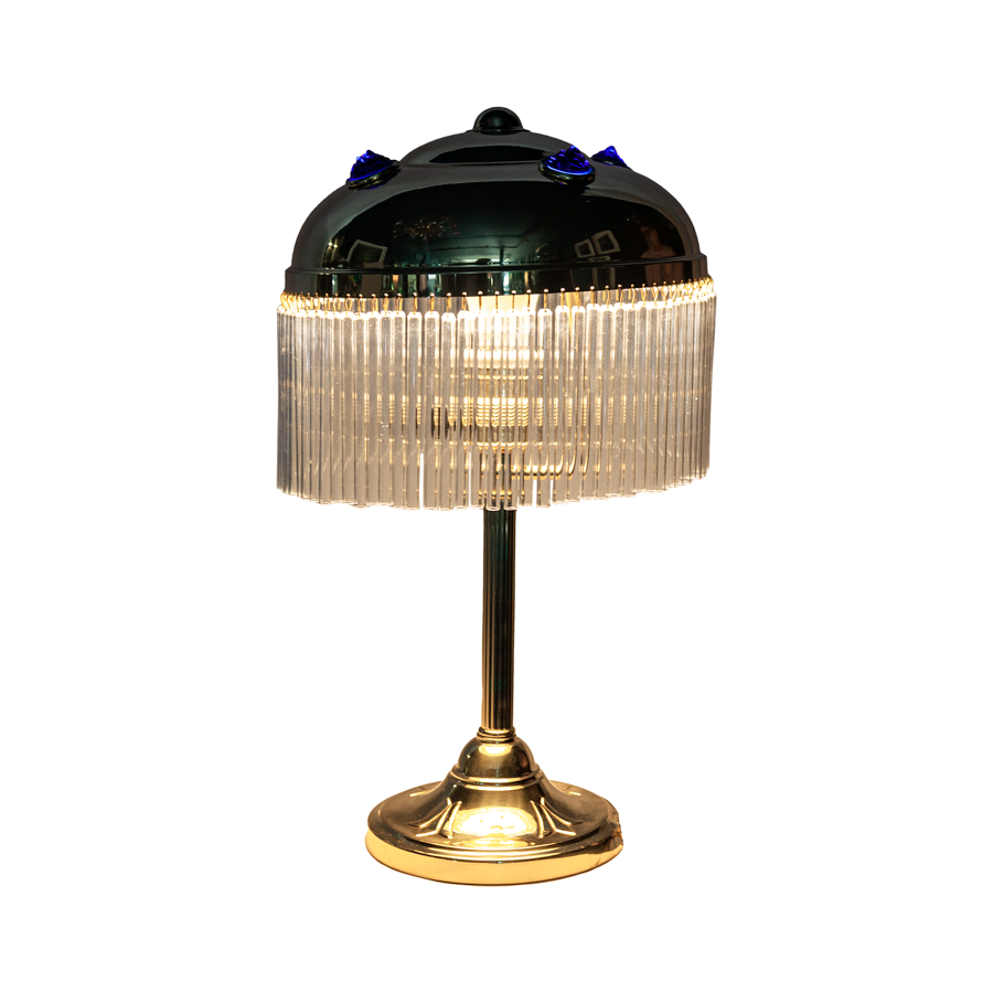Austrian 1920s Art Deco Crystal & Brass Table Lamp