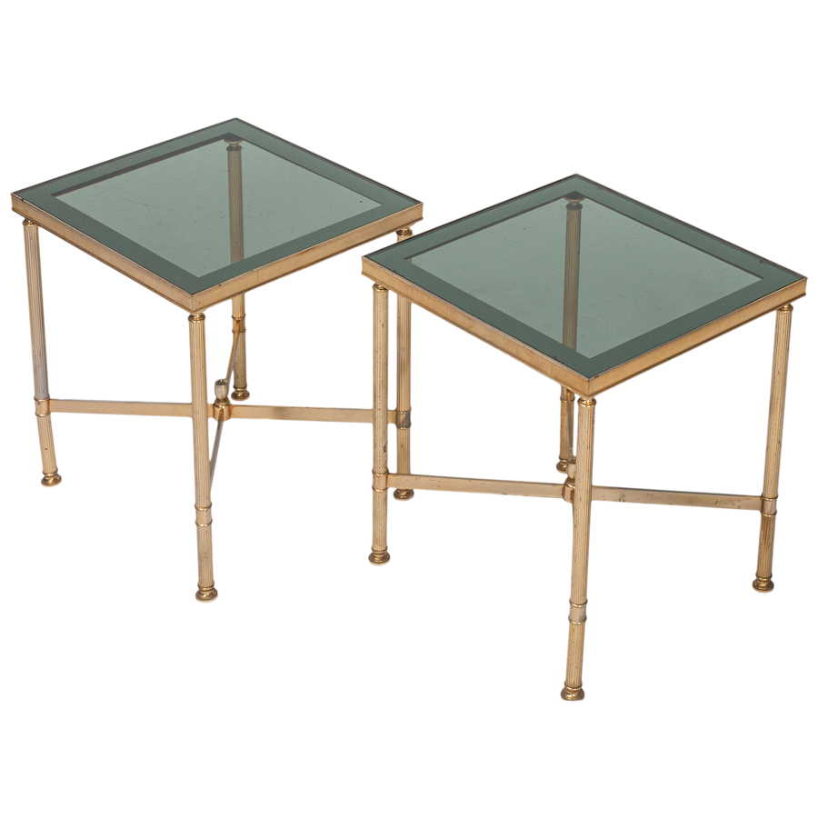 Brass and Smoked Glass Side Tables