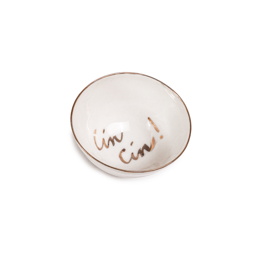 Italian Raw Porcelain - White Bowl " Cin Cin ! "