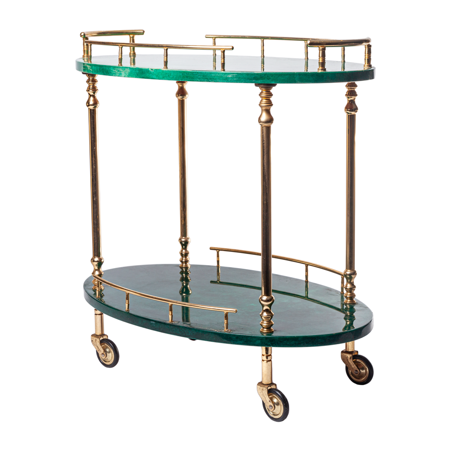 Aldo Tura Small Green Bar Cart