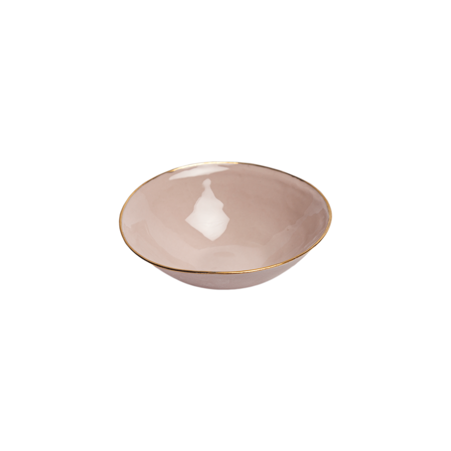 Italian Raw Porcelain Nesting Bowls - Gold Rim Bowls