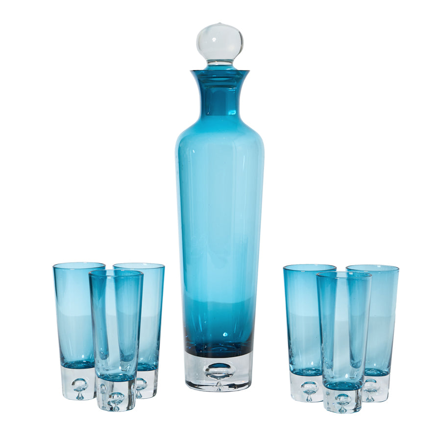 Blue Crystal Decanter Set by Block