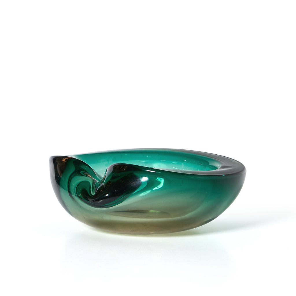 Green and Topaz Murano Case Glass Dish
