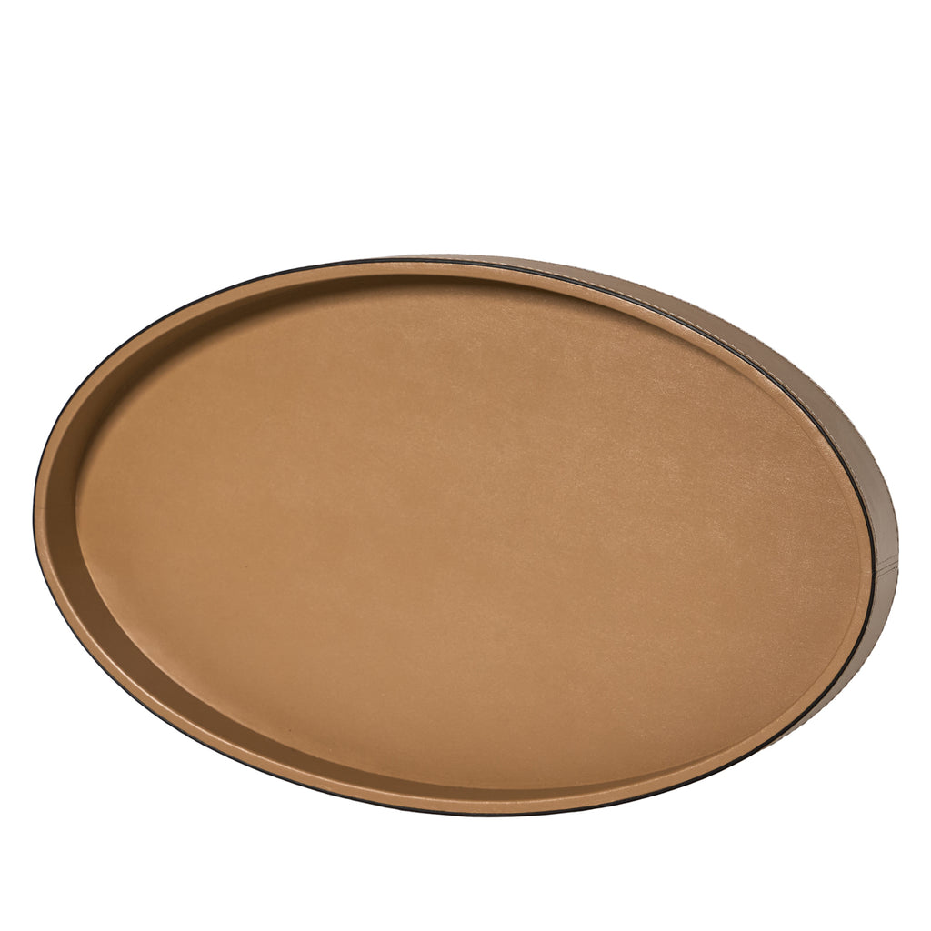 Italian Leather Oval Polo Tray by Giobagnara