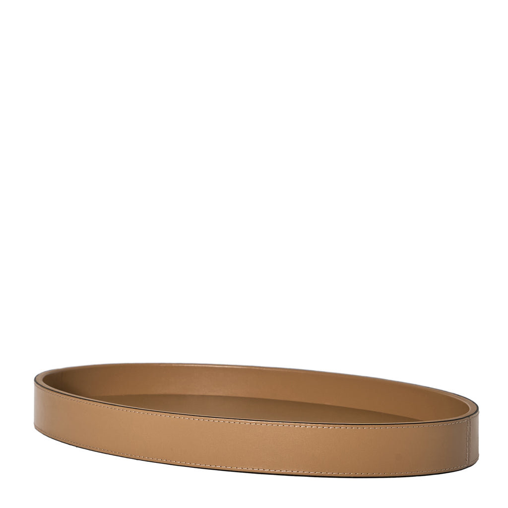 Italian Leather Oval Polo Tray by Giobagnara