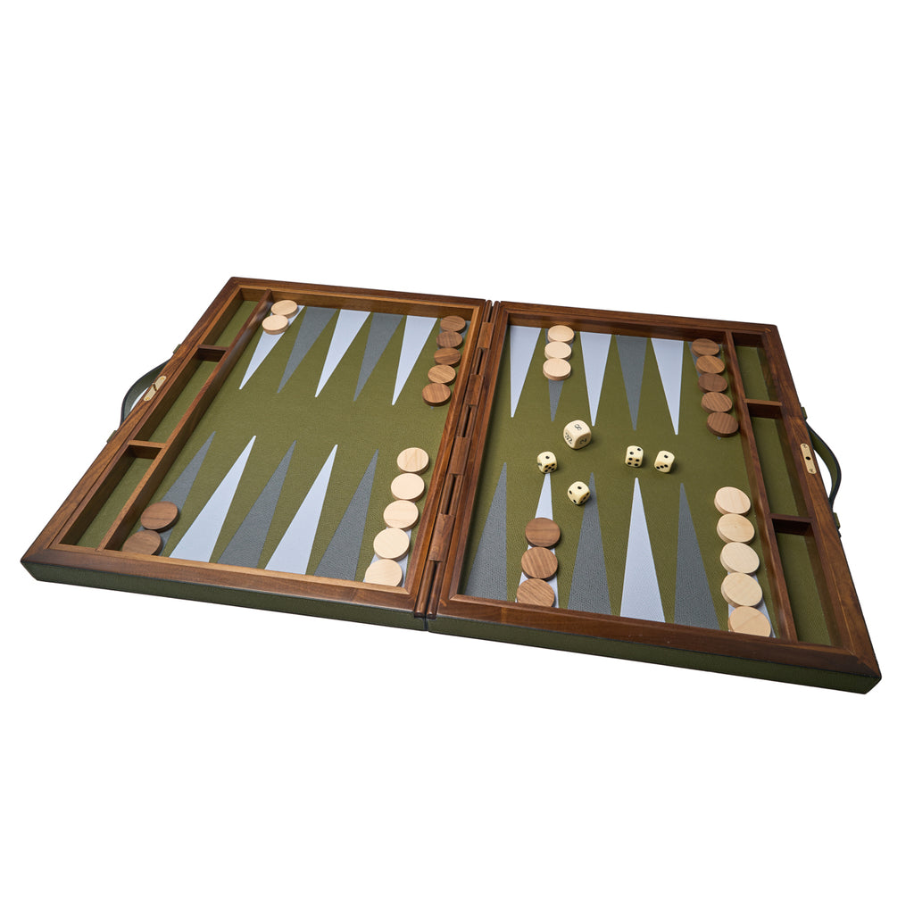 Italian Leather Backgammon Set by Giobagnara