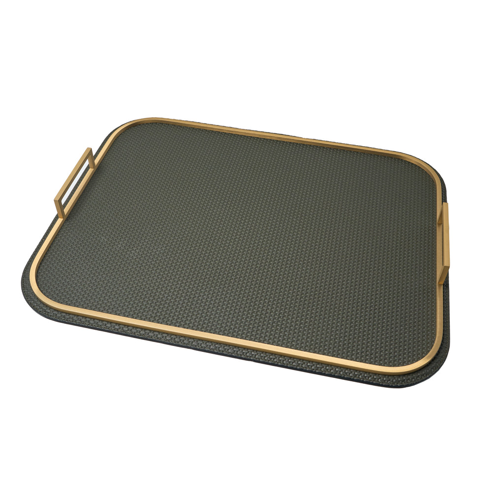 Rectangle Bellini Leather Tray by Giobagnara