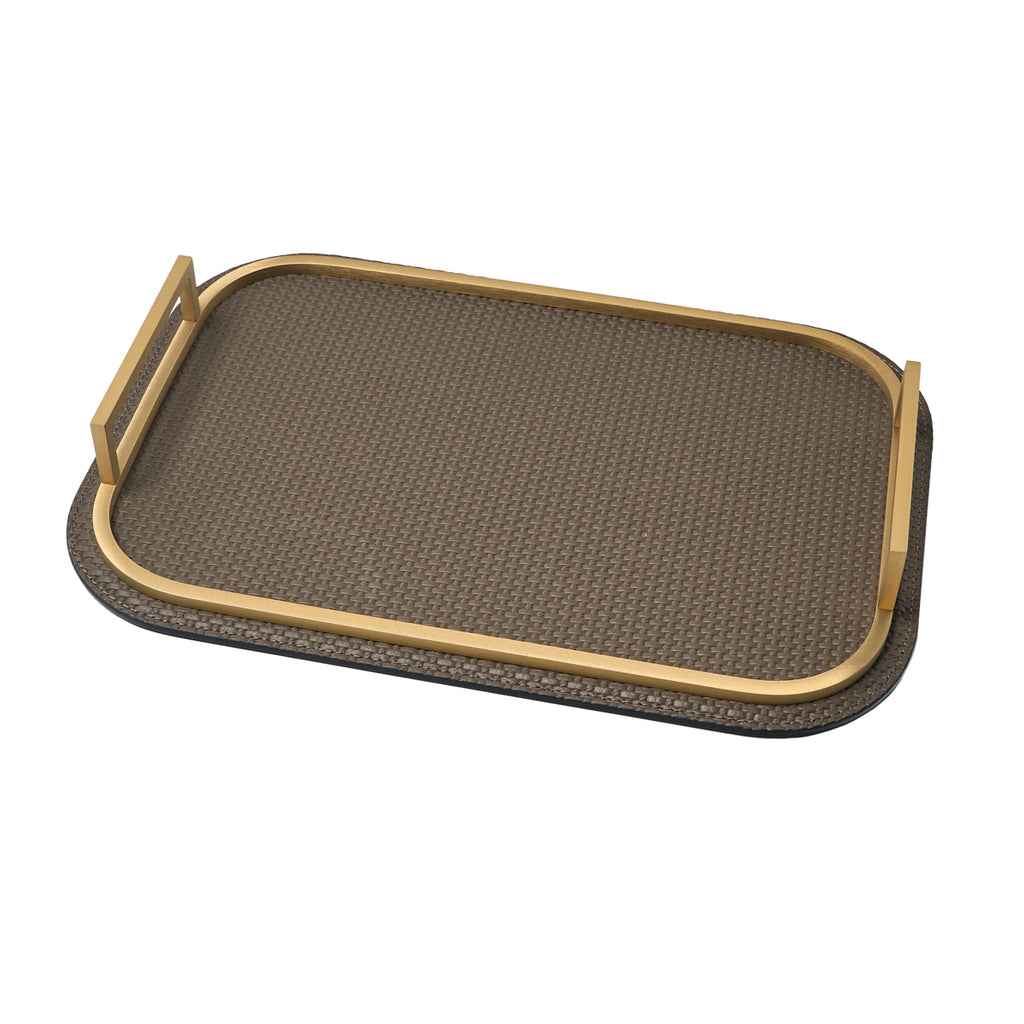 Rectangle Bellini Leather Tray by Giobagnara