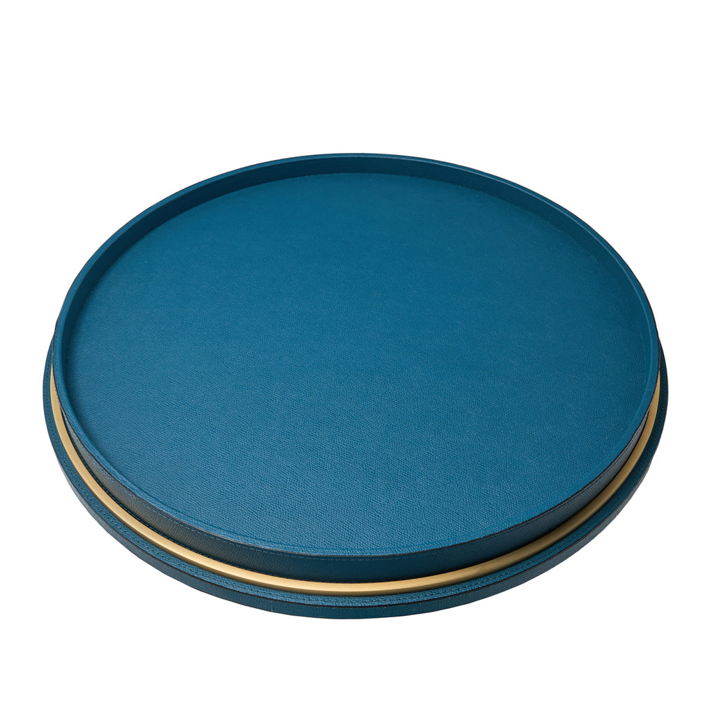 Italian Leather Lazy Susan with Removable Tray by Giobagnara