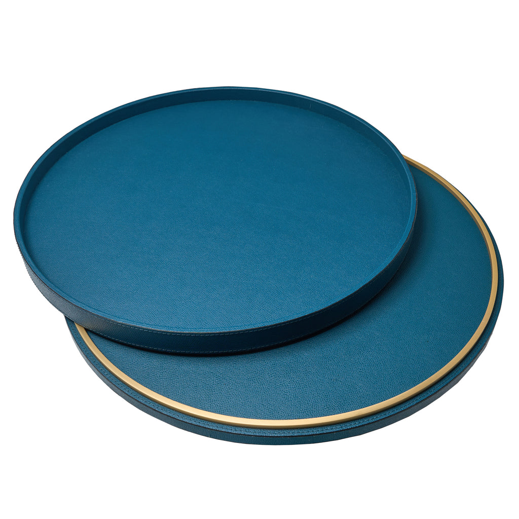 Italian Leather Lazy Susan with Removable Tray by Giobagnara
