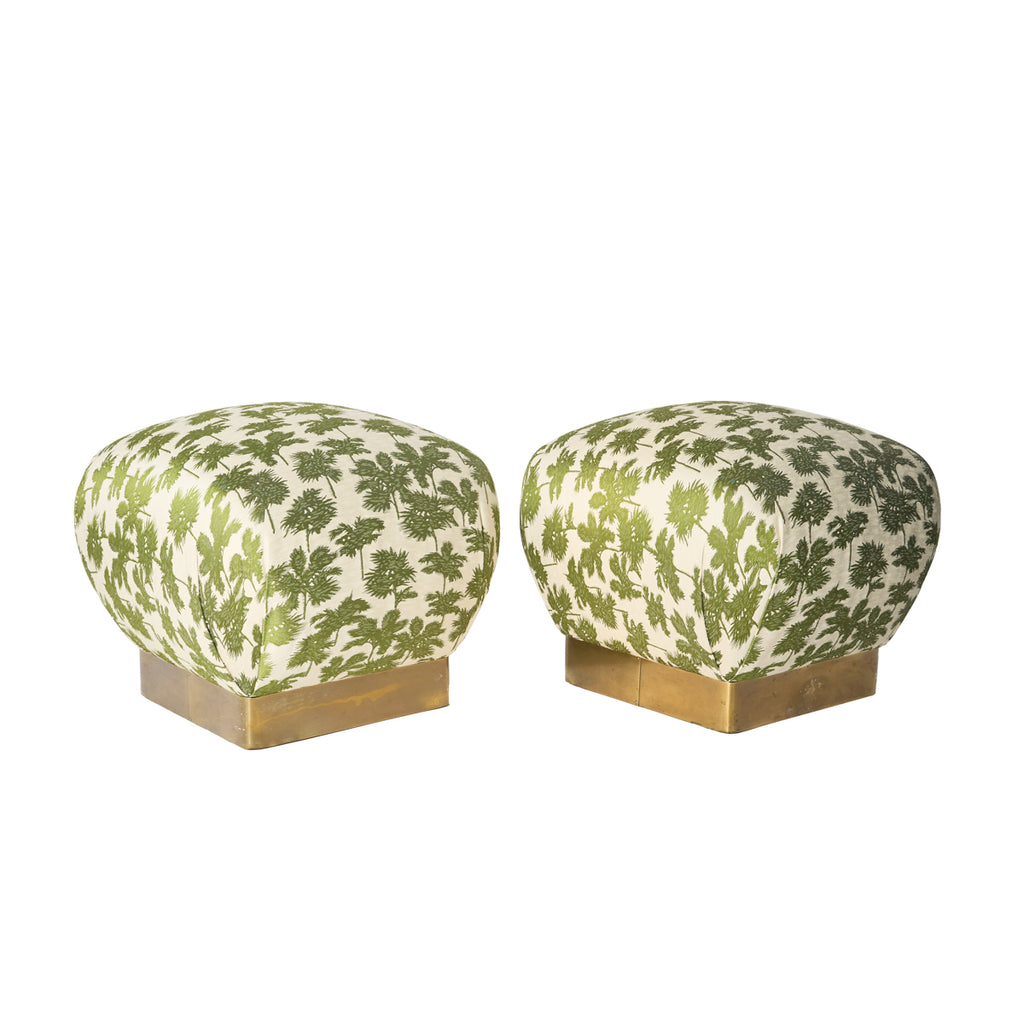 Pair of 1970s Brass Poufs by Marge Carson