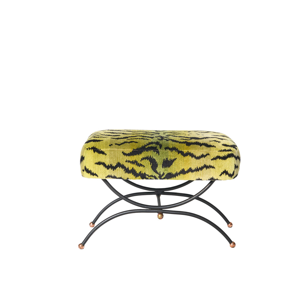 Vintage Velvet Stool in Scalamandre "Le Tigre"