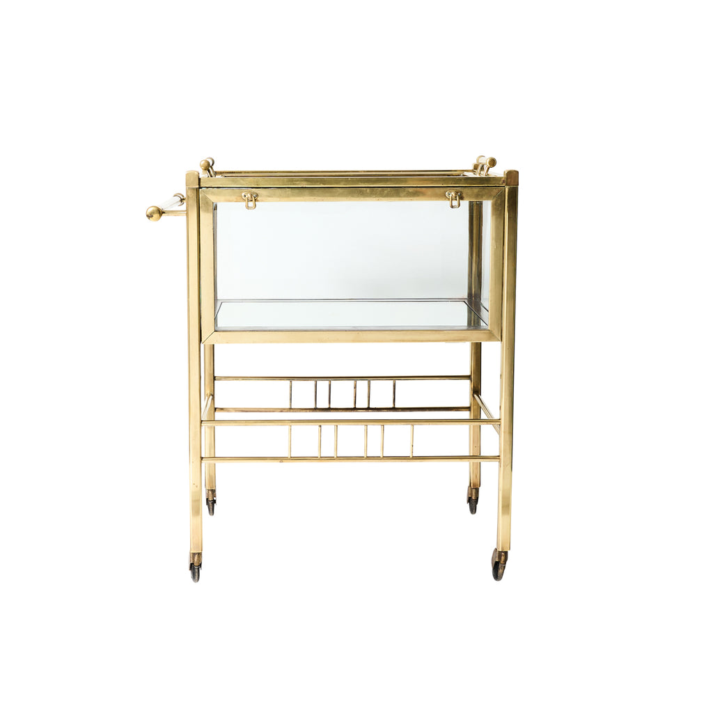 Art Deco Brass and Glass Bar Cart by Rockhausen