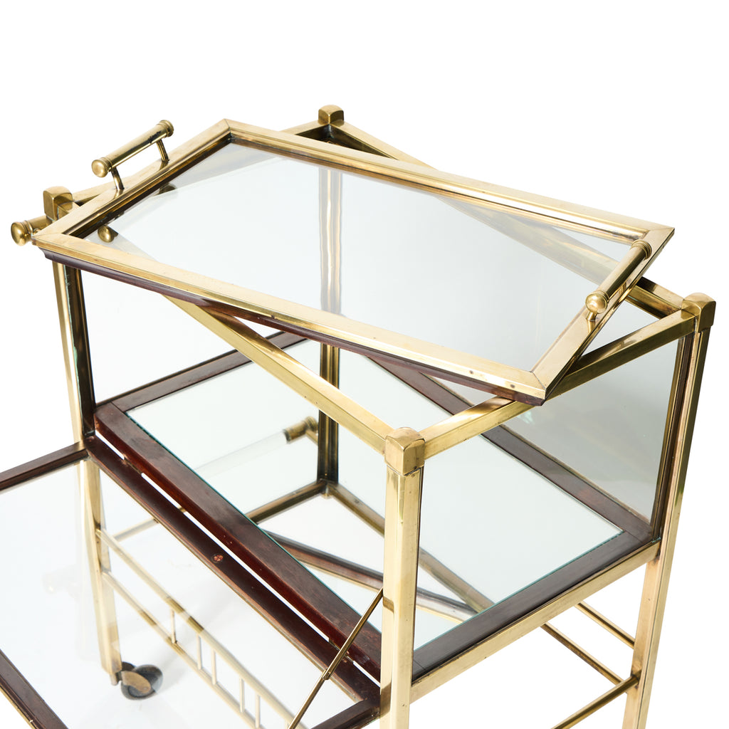 Art Deco Brass and Glass Bar Cart by Rockhausen
