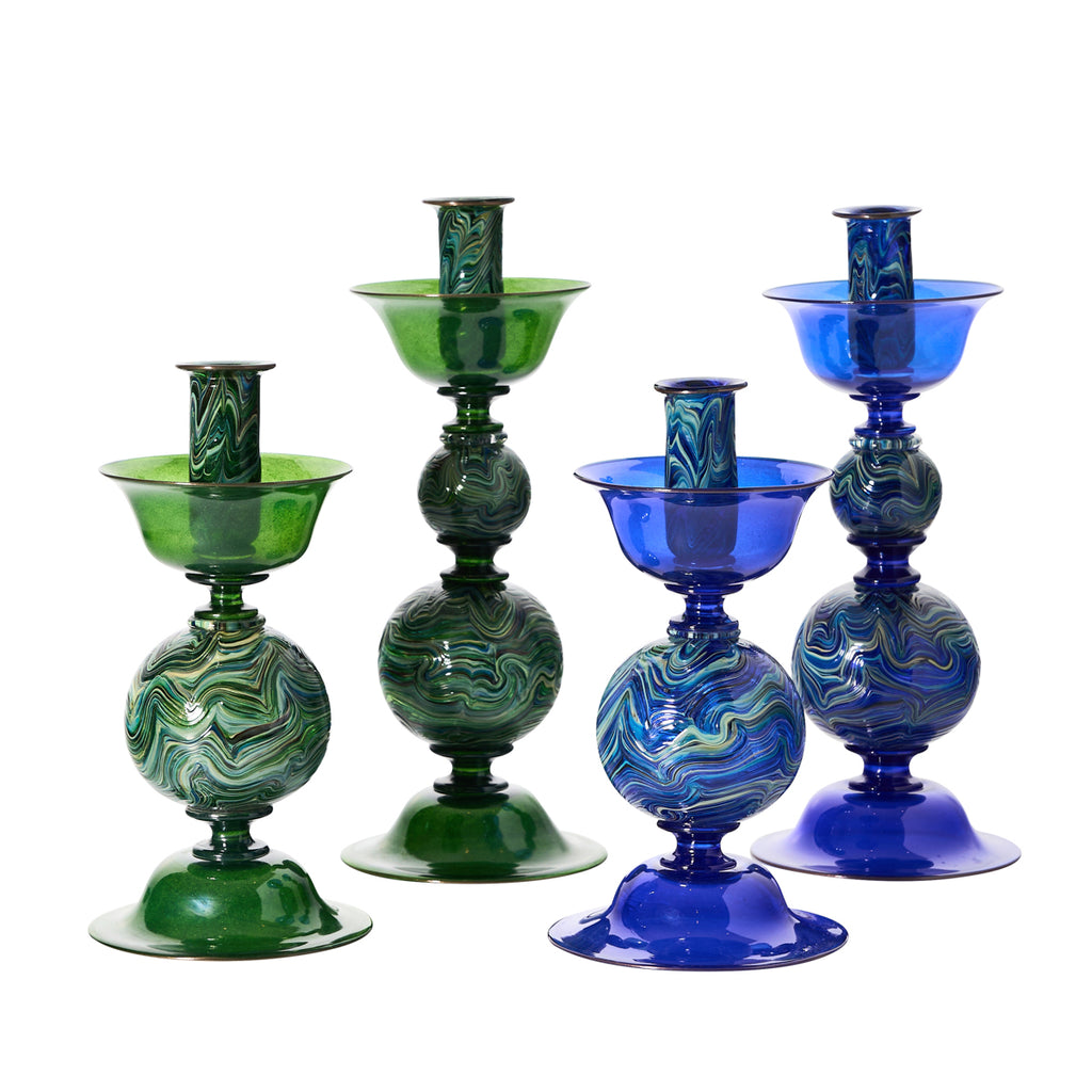 Murano Calcedonia Candlestics by Davide Fuin