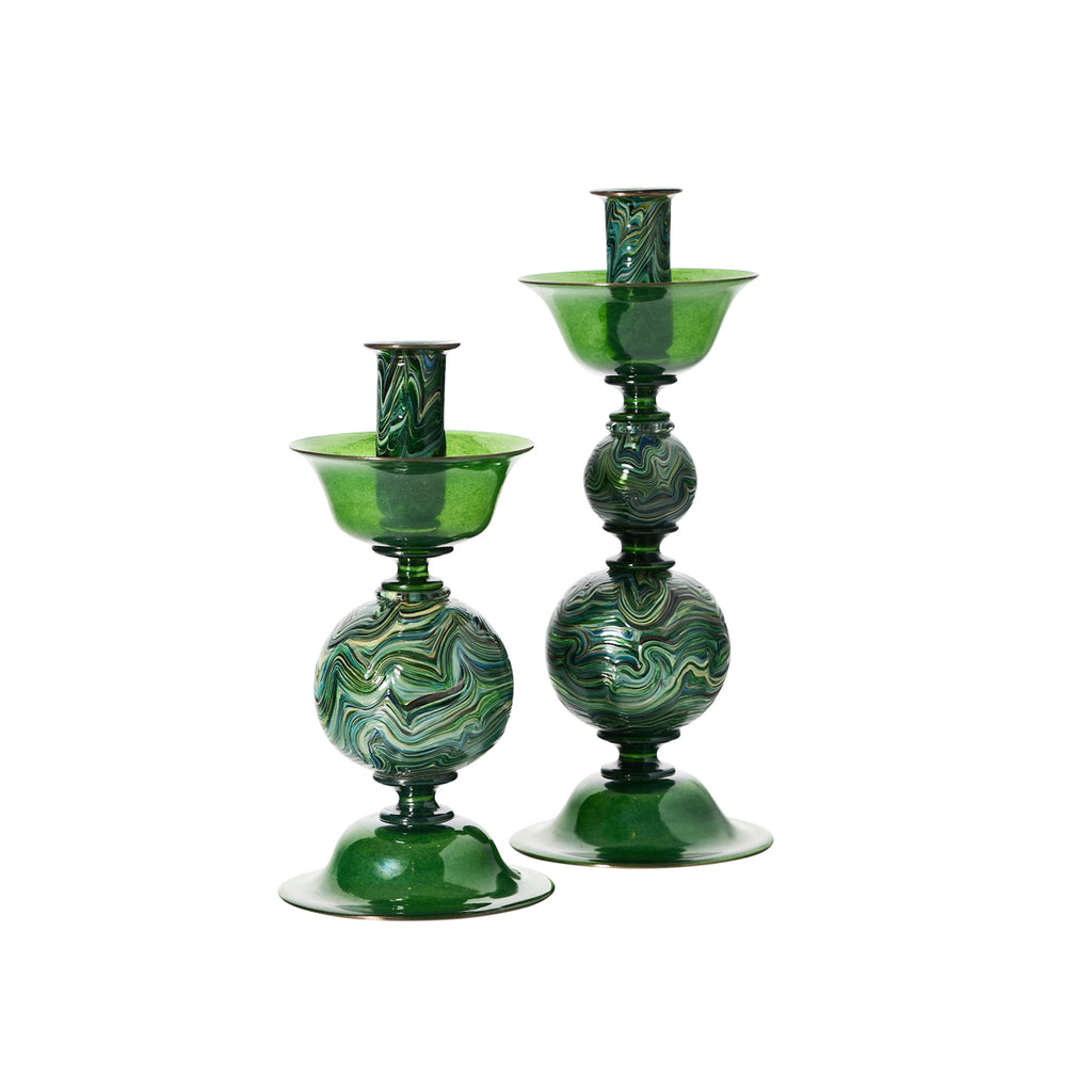 Murano Calcedonia Candlestics by Davide Fuin