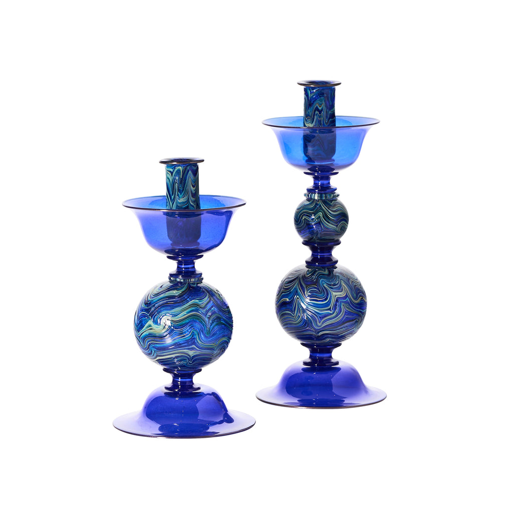Murano Calcedonia Candlestics by Davide Fuin