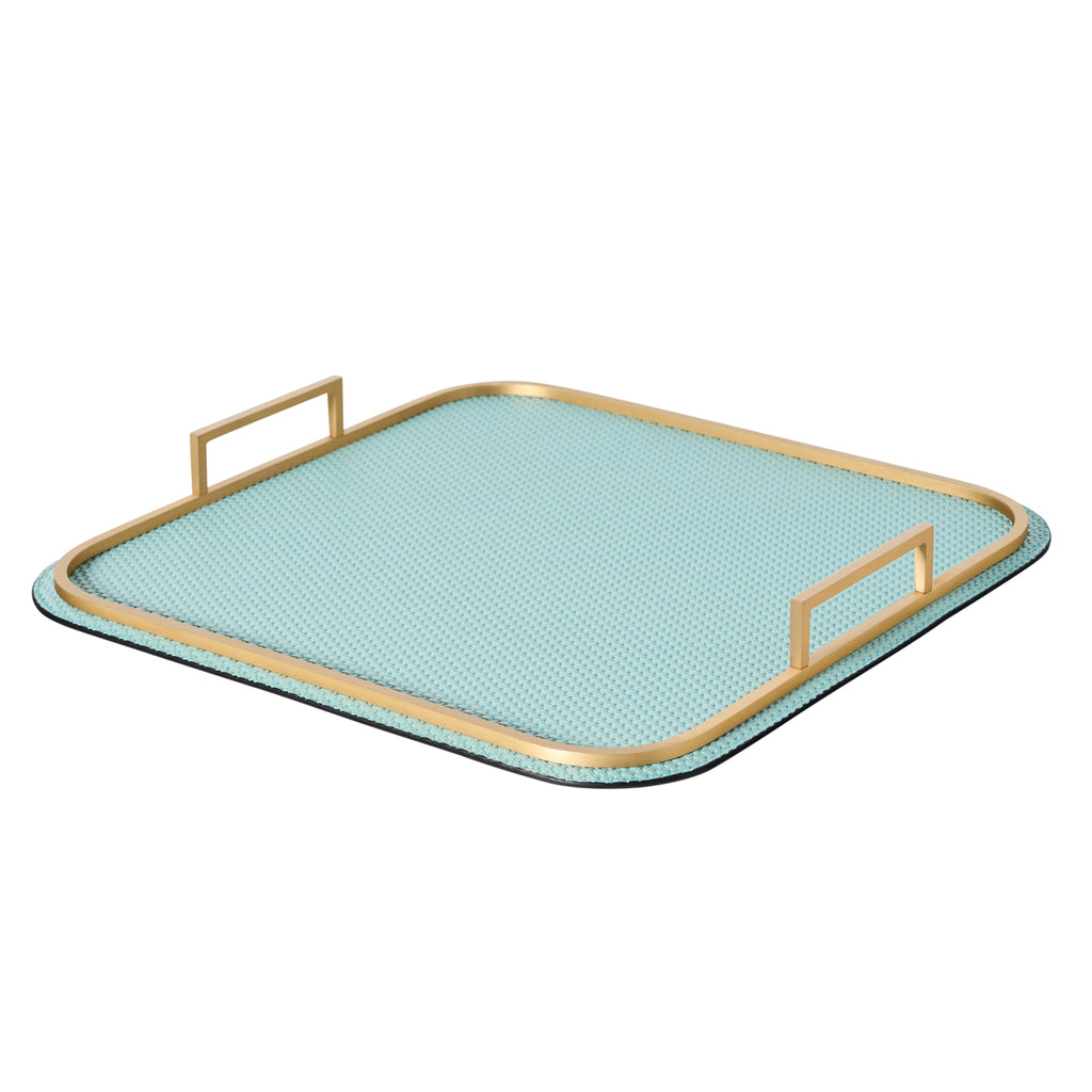 Square Bellini Leather Tray by Giobagnara