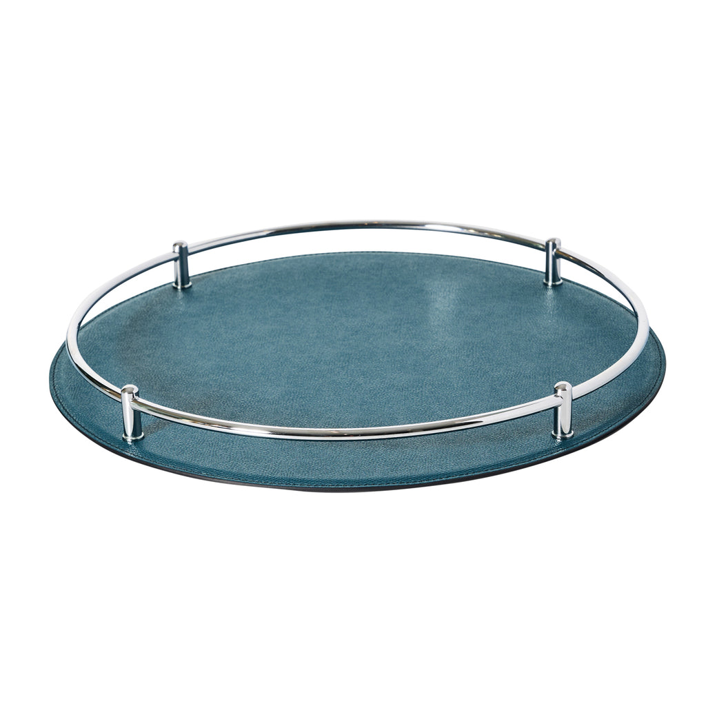 Round Rondo Leather Tray by Giobagnara