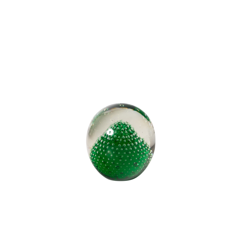 Green Murano Paperweight with Bubble Control