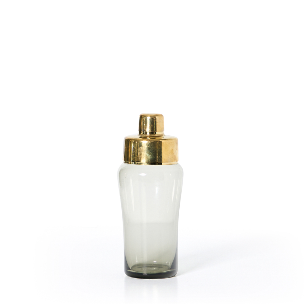 Brass And Smoke Glass Cocktail Shaker