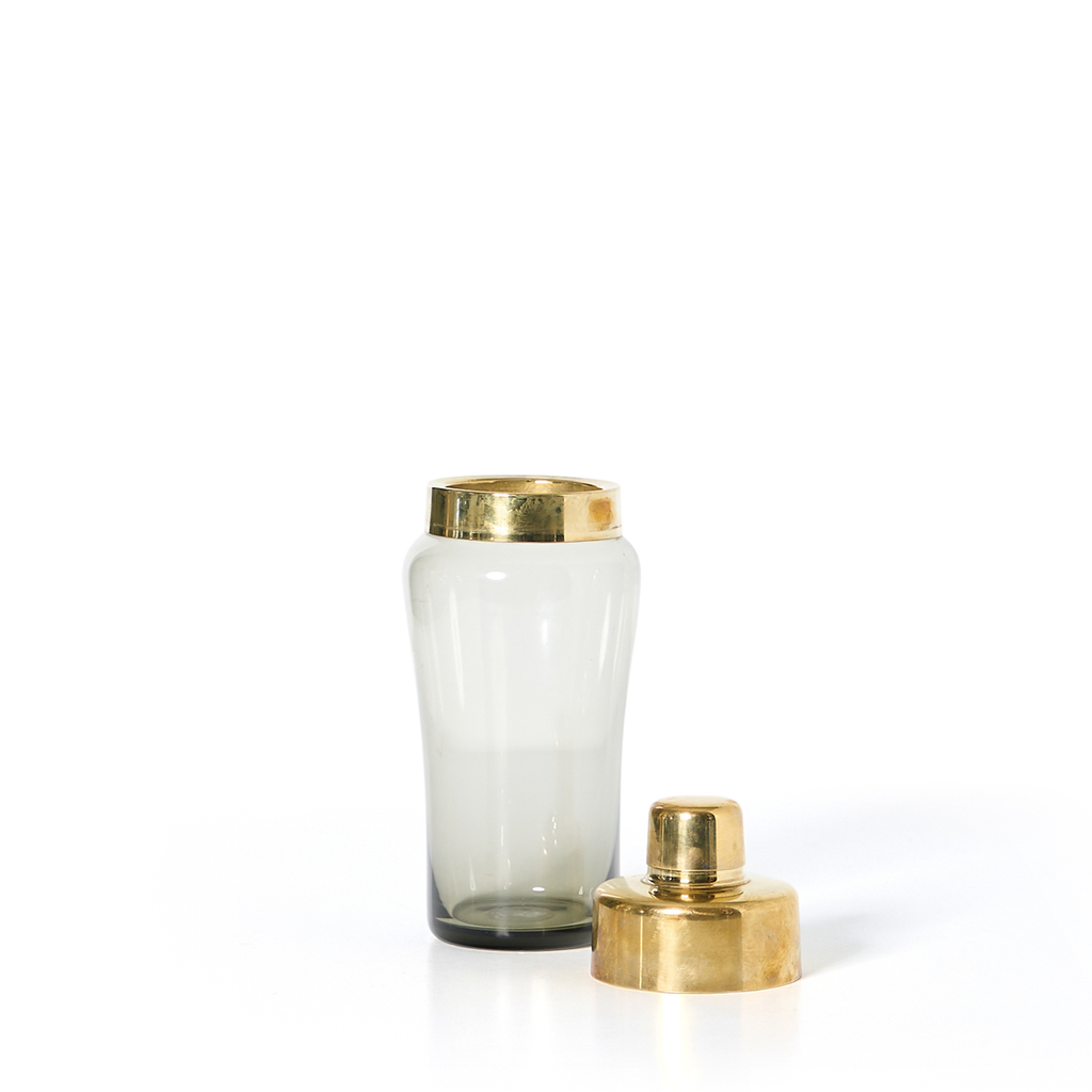 Brass And Smoke Glass Cocktail Shaker