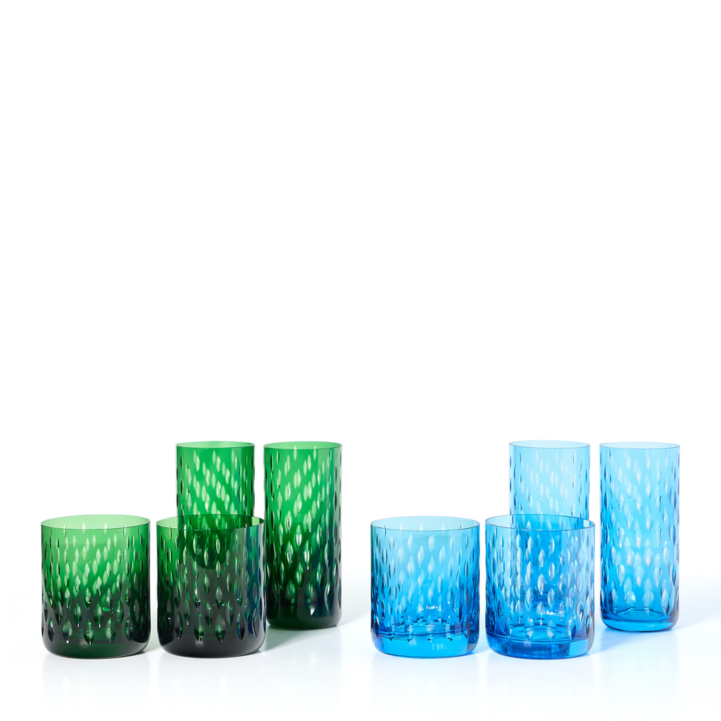 Diamond Cut Crystal Cocktail Glasses - Sets of 2