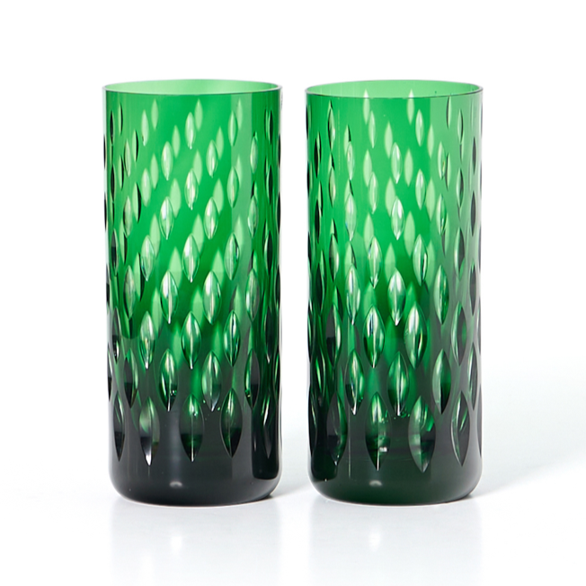 Diamond Cut Crystal Cocktail Glasses - Sets of 2