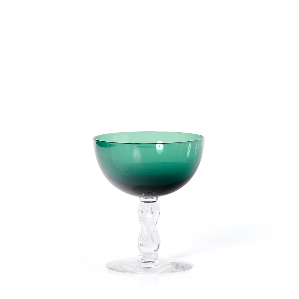 Tiffin Forest Green Champagne Glasses  - Set of 8