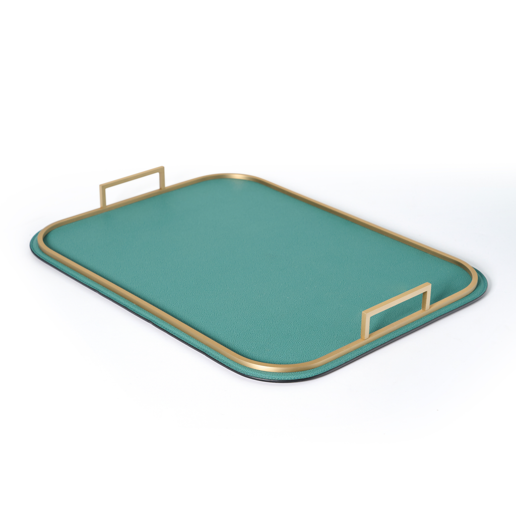 Rectangle Bellini Leather Tray by Giobagnara